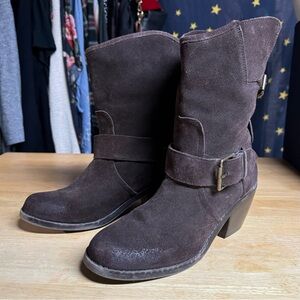 Brown Suede Heeled Boots